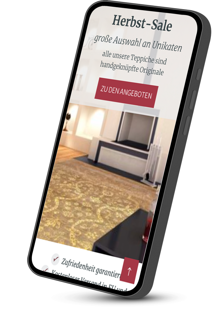 Bild von einem Online-Shop auf dem Handy als Beispiel für einen barrierefreien Online-Shop